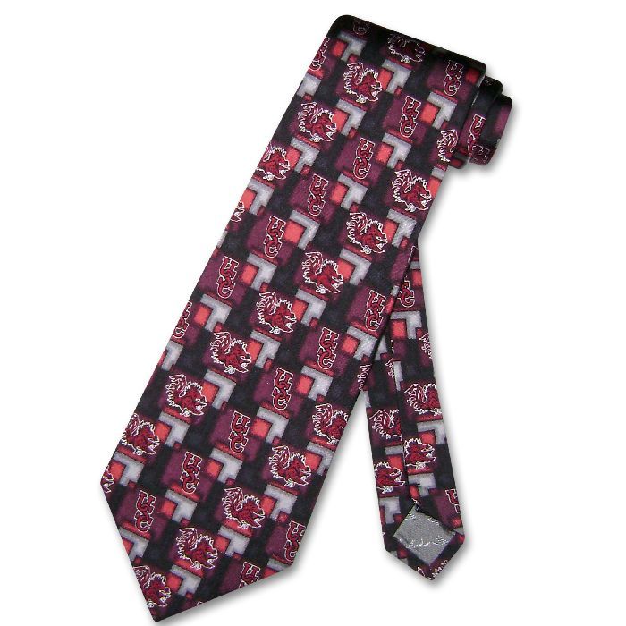 The tie has a University of South Carolina logo in a pattern all over 