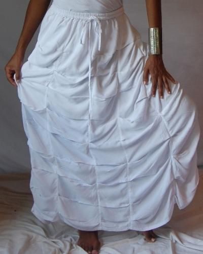   WHITE/SKIRT MAXI 2X 3X 4X WAIST MULTIPLE SEAMS SCALLOPS MADE 2 ORDER