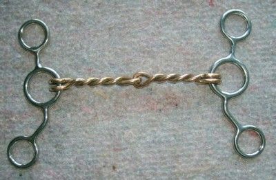 STAINLESS JR. COW HORSE BIT. 5 COPPER TWISTED WIRE MOUTH. SHANKS 