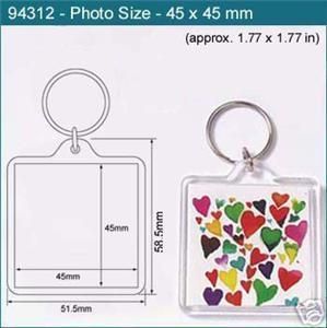 40 Blank Keyring Insert 45x45mm Make Your Own Keychains  