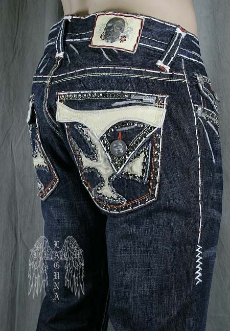 Laguna Beach Jeans Mens DANA POINT White stitch 2G Crystals **SAMPLE 