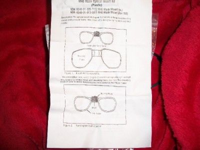 M40 Gas Mask Optical Insert w/ prescription lenses  