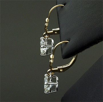 CT 14KTT MOISSANITE EURO LEVER BACK DANGLE EARRINGS  