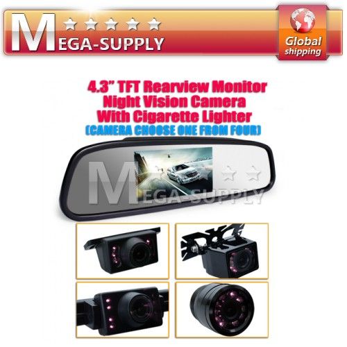 Ultra thin 4.3 Inch Car Revering Kit Rear View Mirror Monitor + Back 