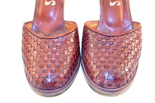Vintage 70s Latinas Brazil Woven Leather Ankle Strap Shoes 8  