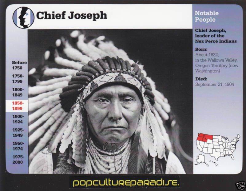 CHIEF JOSEPH Nez Perce Indians History Biography CARD  
