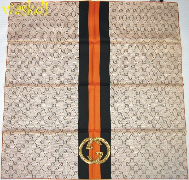 Auth GUCCI GG web BAMBOO stripe Medium silk scarf NWT  
