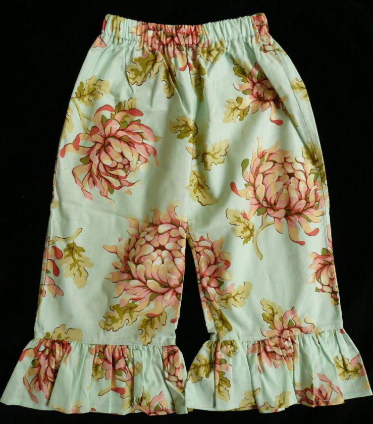 Matilda Jane Clothing MJC PLATINUM Aqua Dandy Blue Flower Ruffle Pants 