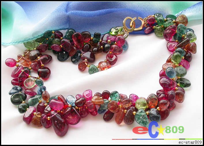 3row 18 multicolor massive crystal stone necklace  