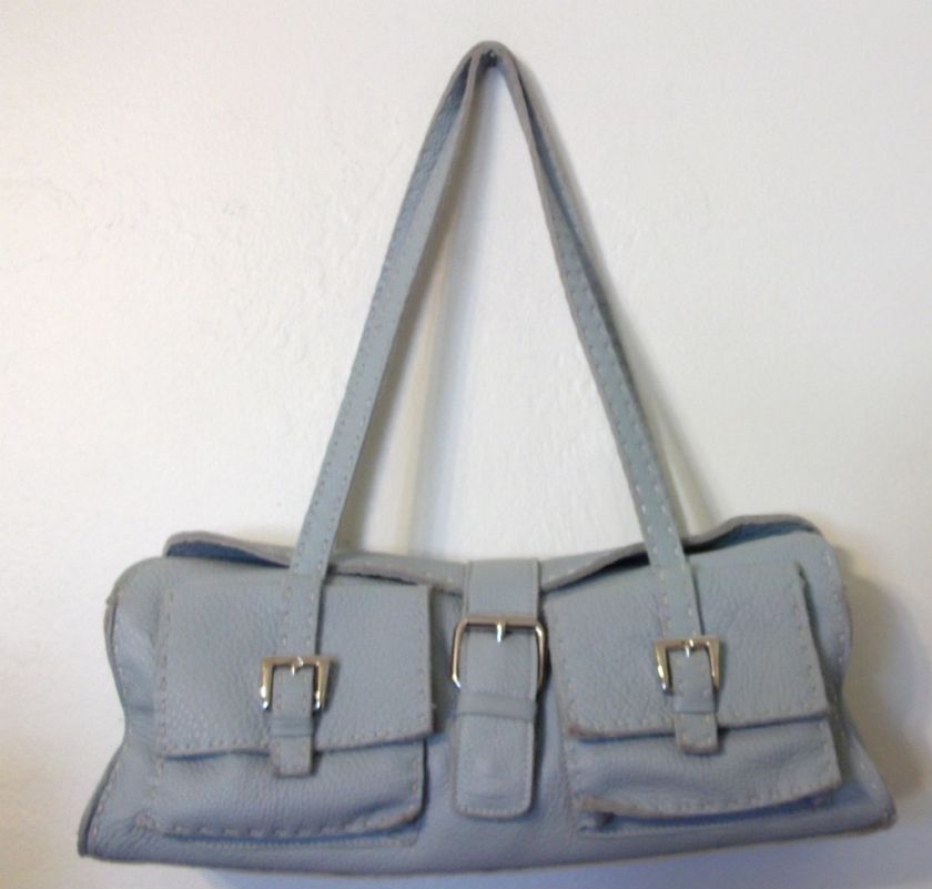 Carla Mancini powder blue leather purse satchel handbag  