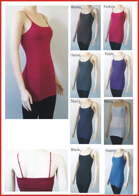 One Plain LONG Spaghetti Strap Tank Top Basic Layering Camisole S~L 