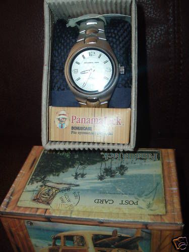 NEW PANAMA JACK BRAND CHROME BAND AND BODY WITH WHITE FACE WRISTE 