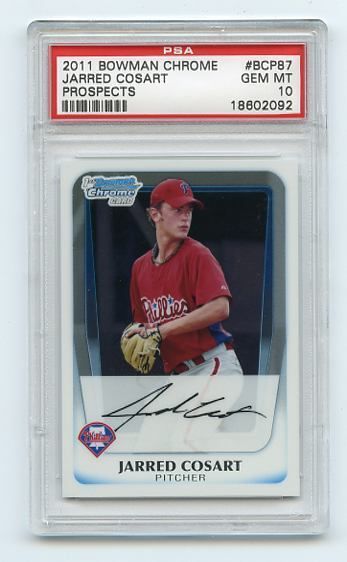 2011 BOWMAN CHROME #BCP87 JARRED COSART ROOKIE RC, PHILADELPHIA 