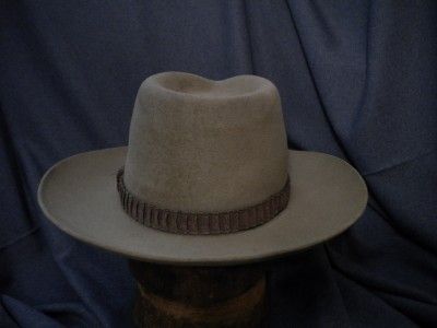 Vintage John B. Stetson Western Hat with Leather Hatband, Tan  