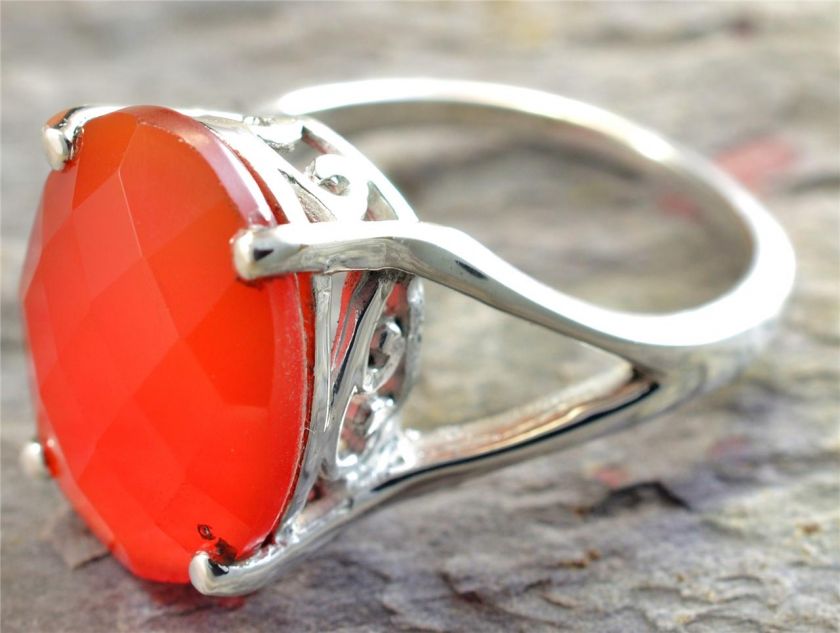 CARNELIAN RING 925 STERLING SILVER JEWELRY SIZE 6.25 SR945  