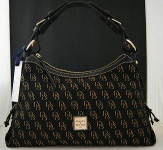 NWT DOONEY & BOURKE BLACK GOLD DB SHADOW MEDIUM EAST WEST SLOUCH 