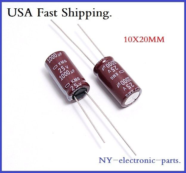   ) 1000UF 25V NCC RADIAL ELECTROLYTIC CAPACITORS.10X20MM KMG.  