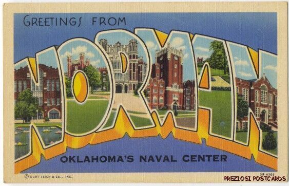 Large Letter Linen   NORMAN OK Oklahomas Naval Center  