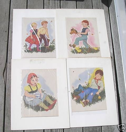 Vintage Childrens Prints   Colorful  