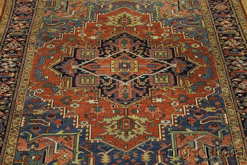 Pre 1900 Geometric Antique 8x11 Rust Heriz Serapi Persian Oriental 