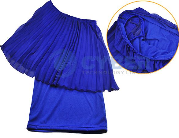 Women Sexy Single Off Shoulder Pleated Chiffon Dress  