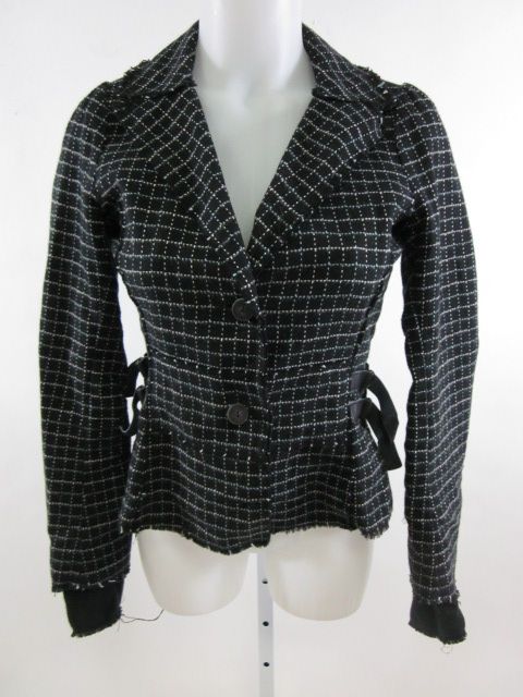 FREE PEOPLE Black White Checkered Blazer Jacket Sz 2  