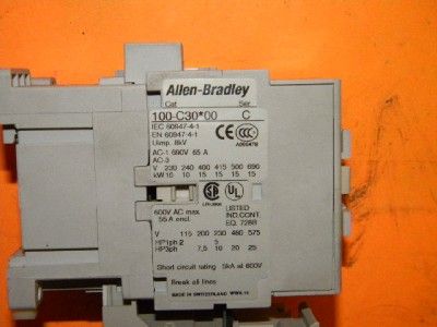   Bradley 100 C30C00 Contactor Wtih 193 EA1HC Overload Relay  