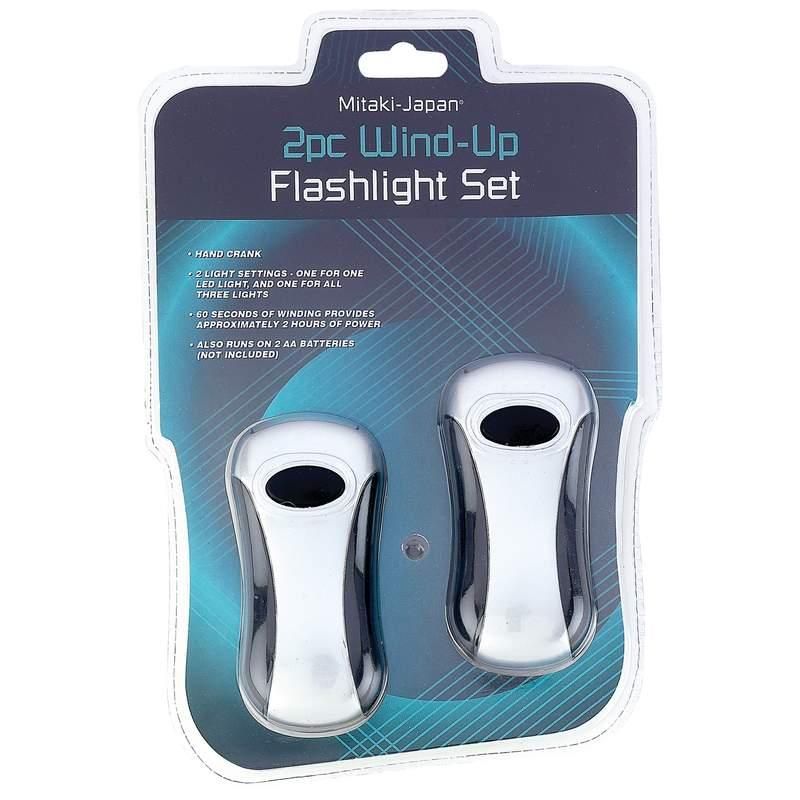 SET OF 2 CRANK WIND UP FLASHLIGHT NO BATTERIES NEEDED  