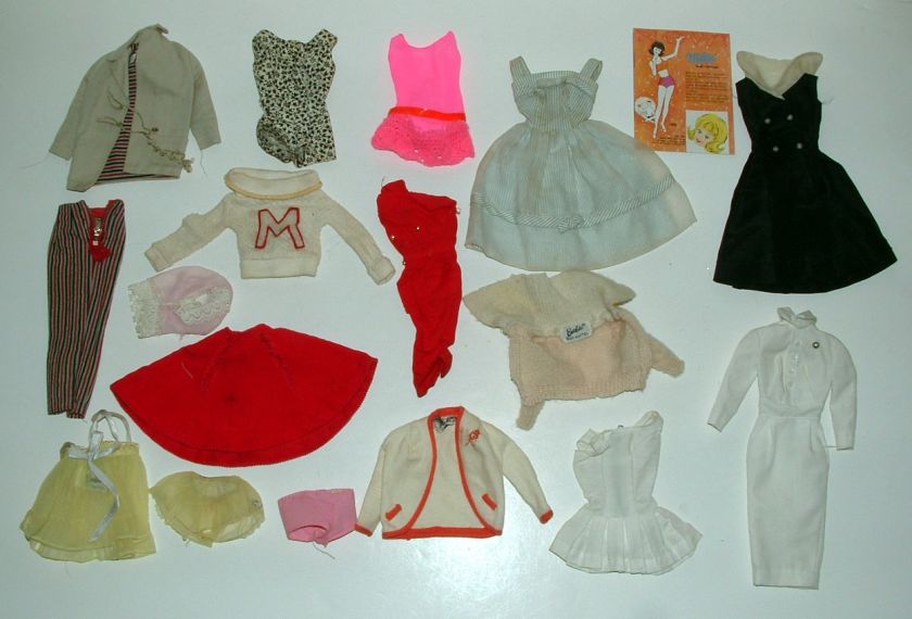 1960s BARBIE CLOTHING ITEMS, VERY SHABBY, BAD CONDITION ASSORTMENT 