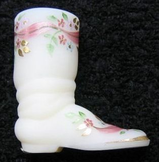 Fenton Glass  1994 Ivory Satin Hand Painted by D. Frederick 