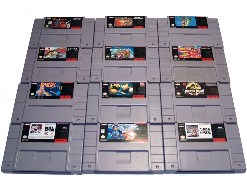 Super Nintendo Snes 12 Game Lot (Star Fox, Mario Kart,Mario World 