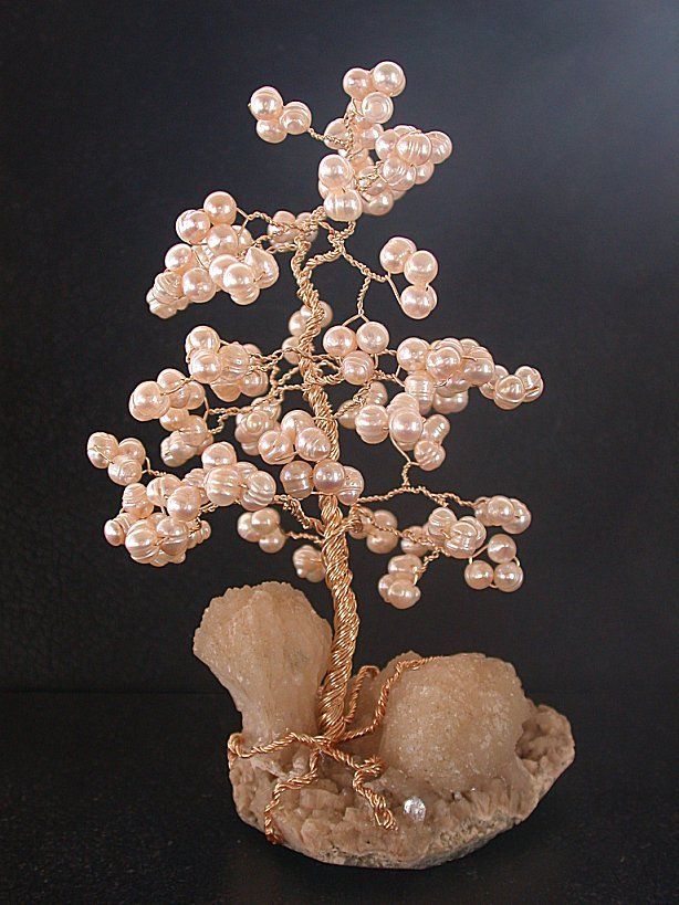  Pearl & Crystal Druze Base Natural Gemstone Gem Stone Tree  