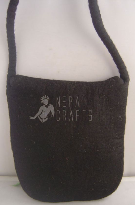 Leaf Flower Felt Black Bag Nepal  