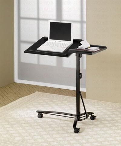 BLACK ADJUSTABLE LAPTOP WORKSTATION STAND CART TABLE    