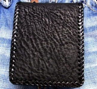 GENUINE STINGRAY SHARK CROSS BIKER BLACK MENS WALLET  