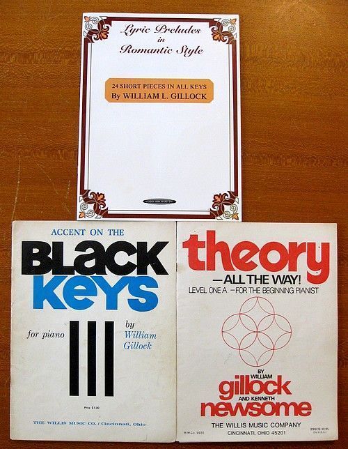 Lot of 3 William Gillock Piano Books Black Keys ,Theory 9780874876499 