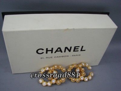   Chanel Pearl Like and Diamond Like Ornament Earrings Very Good  