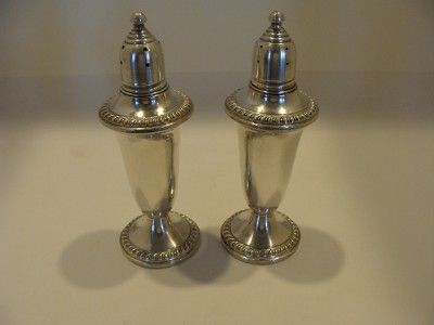 Vintage EMPIRE Sterling Salt & Pepper Shakers Weighted Glass Lined 