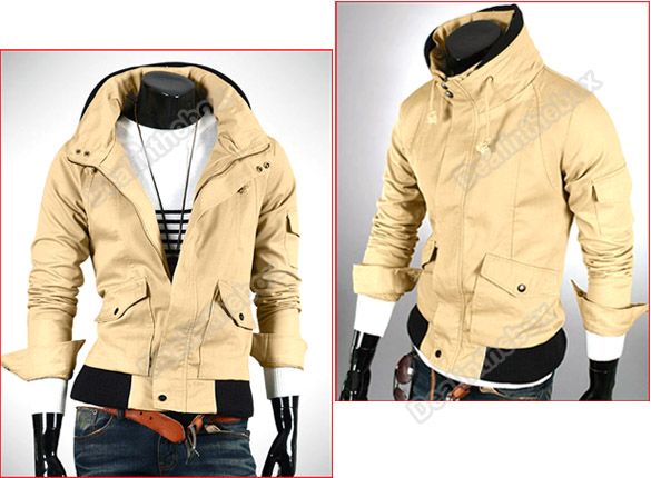 New Fashion Korea Mens Slim Hooded Style Long Trench Coat 4 Color 4 