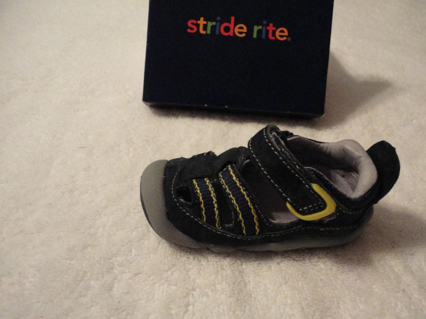 STRIDE RITE BOYS SKIP SPORT NAVY LEA SIZE 2.5 M SHOES  