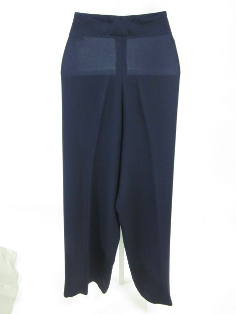 AUTH HERMES Navy Blue White Silk Pants Slacks Sz 38  