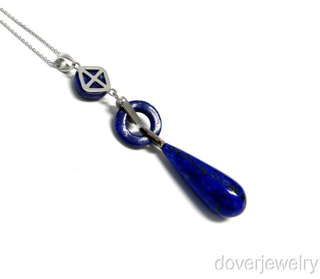 Lapis Sterling Sliver Heavy Dangling Long Pendant NR  