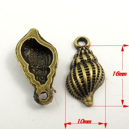 Antique style bronze tone retro alloy trumpet shell pendant findings 