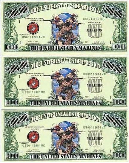 USA Banknote NM 5 United States Marines Corps x 3  