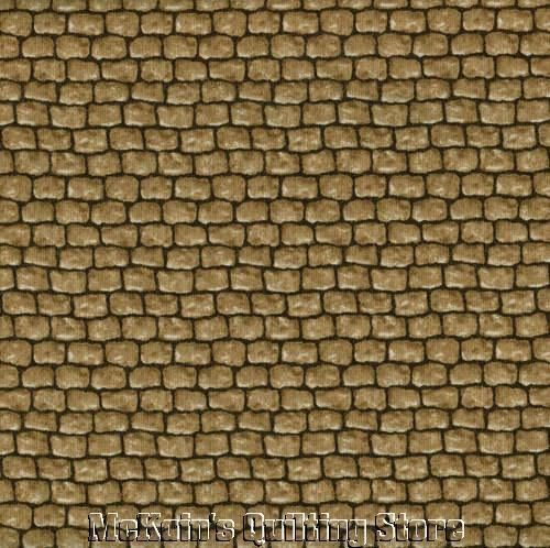 BRICKS~Stone Wall~MODASCAPES Landscape Fabric~TAN~FQ  