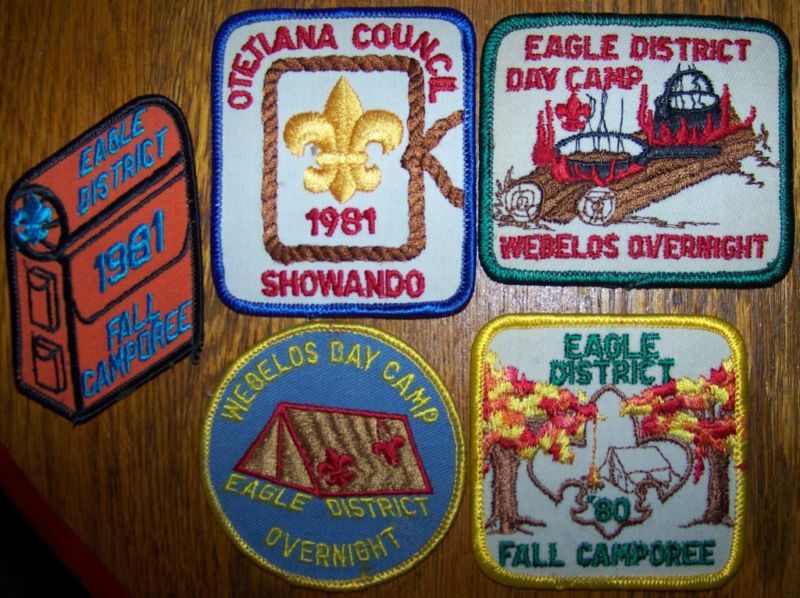 LOT 5 VINTAGE BSA EAGLE DISTRICT CAMP PATCH BOY SCOUTS  