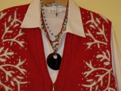 89 COLDWATER CREEK WOOL SWEATER SNOWFLAKE VEST1X 2X 3X  