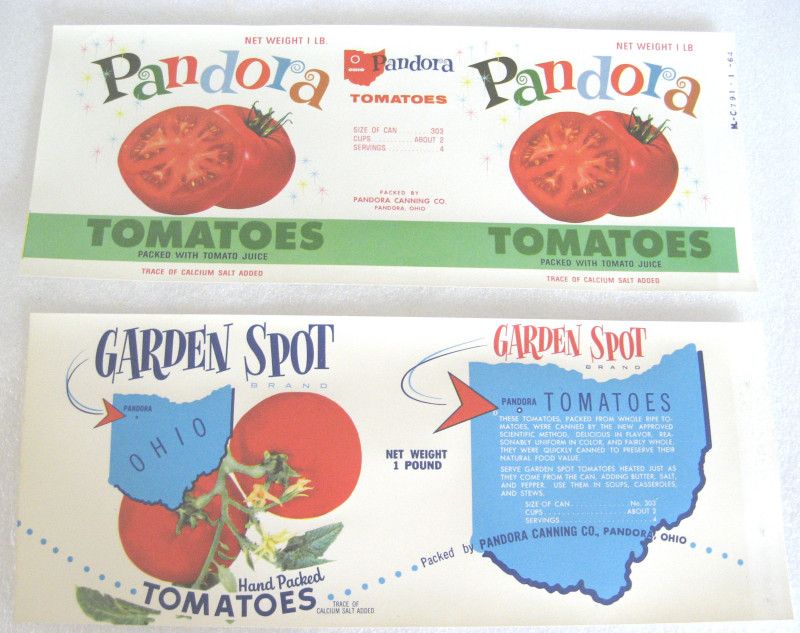 Pandora Ohio Tomato Can Label Garden Spot Lot of 12  