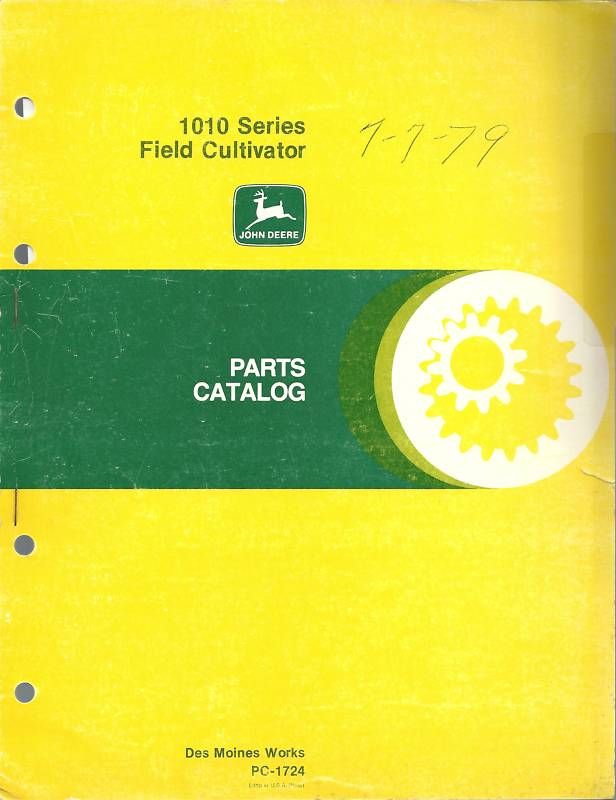 JOHN DEERE 1010 SERIES FIELD CULTIVATOR PARTS CATALOG  