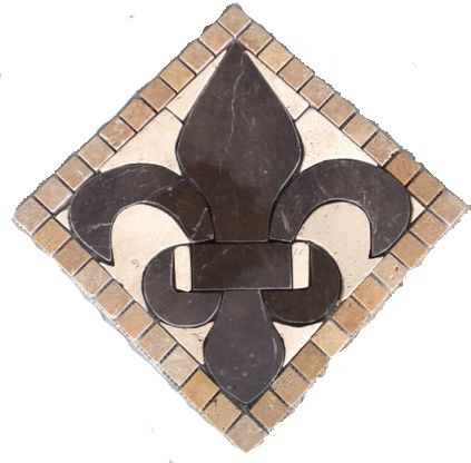 12 ST CROIX BROWN FLEUR DE LIS MOSAIC BACKSPLASH MARBLE MEDALLION 